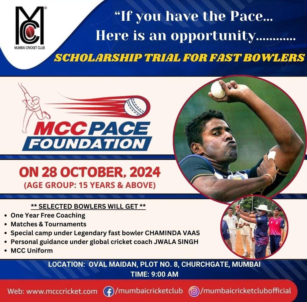 Scholarship trails for fast bowlers
